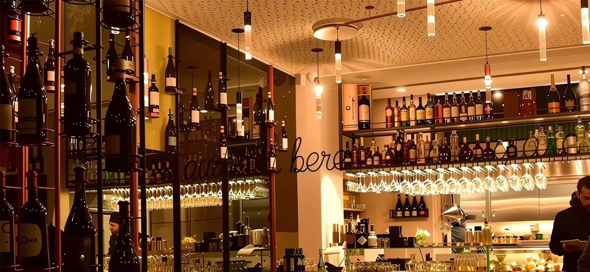 Dettagli di illuminazione scenica e impianto audio nel Bistrot Busciò